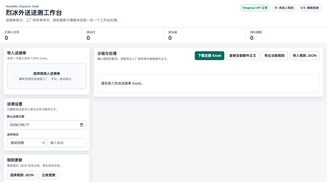 外送送测工作台界面预览